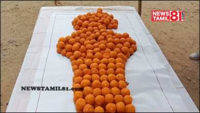 Photo of செங்கோல் வடிவில் லட்டு வடிவமைத்து பொது மக்களுக்கு வழங்கி கொண்டாட்டம்